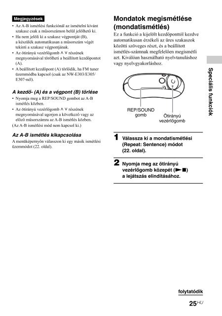 Sony NW-E205 - NW-E205 Istruzioni per l'uso Ungherese