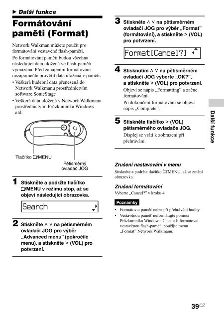 Sony NW-E205 - NW-E205 Istruzioni per l'uso Ceco