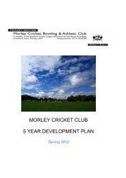 MORLEY CRICKET CLUB 5 YEAR DEVELOPMENT PLAN - Pitchero