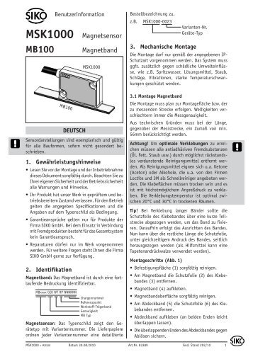 MSK1000 Magnetsensor Magnetband - SIKO GmbH