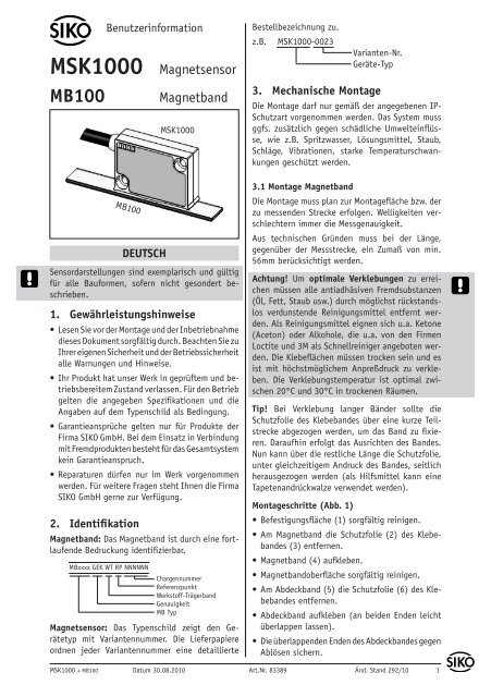 MSK1000 Magnetsensor Magnetband - SIKO GmbH