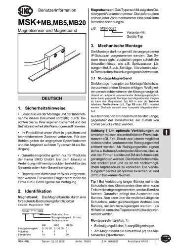 MSK+MB,MB5,MB20 - SIKO Products USA