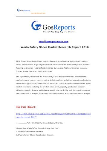 WorkSafety Shoes Market Research Report 2016