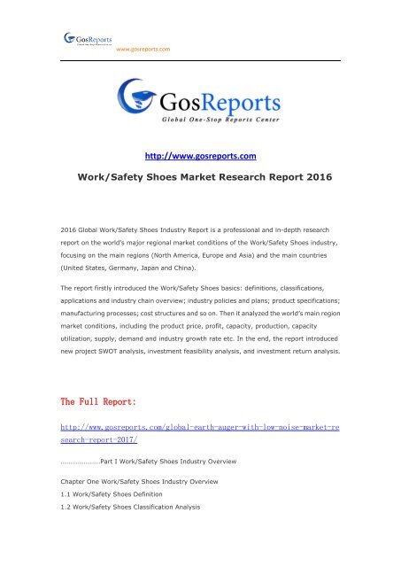 WorkSafety Shoes Market Research Report 2016