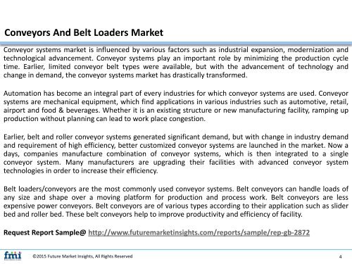 Conveyors And Belt Loaders Market Volume Analysis, size, share and Key Trends 2017-2027