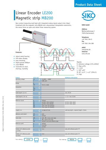 Product Data Sheet - SIKO GmbH