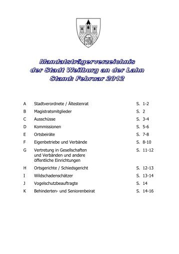 Mandatsträgerverzeichnis - Weilburg