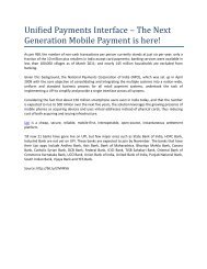Unified Payments Interface – The Next Generation Mobile Payment is here!