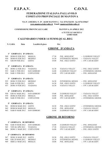 Stampa calendari - FIPAV - Comitato Provinciale di Mantova ...