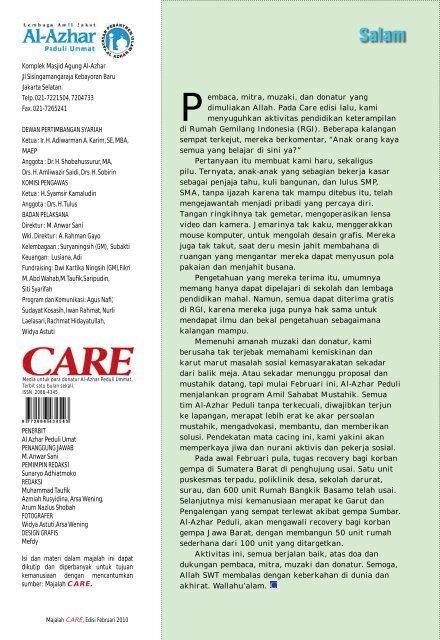 Majalah CARE, Edisi Februari 2010 - Al-Azhar Peduli