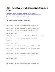 ACC 560 (Managerial Accounting) Complete Class