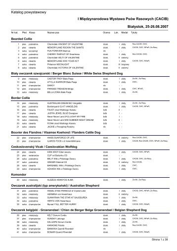 Katalog powystawowy I Międzynarodowa Wystawa Psów Rasowych ...