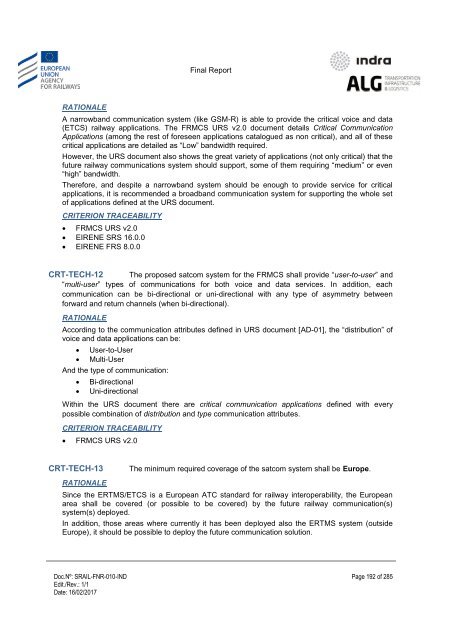 Study on feasibility of SATCOM for railway communication