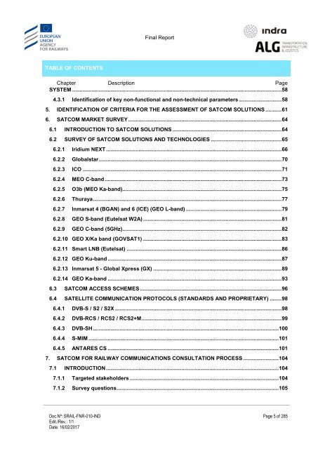 Study on feasibility of SATCOM for railway communication