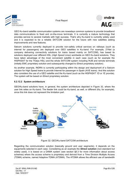 Study on feasibility of SATCOM for railway communication