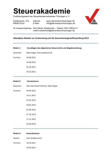 Steuerakademie - beim Steuerberaterverband Thüringen eV