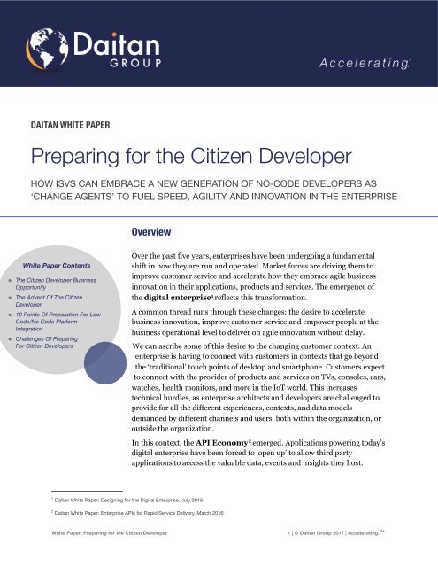 Preparing for the Citizen Developer