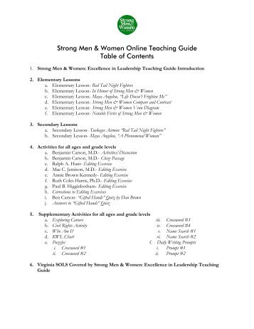 Strong Men & Women Online Teaching Guide Table of ... - Dominion