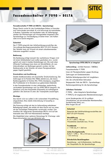 Fassadenschalter P 7090 Ã¢ÂÂ DELTA - sitec