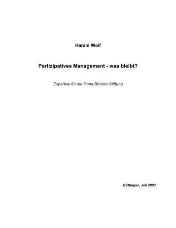 Harald Wolf Partizipatives Management - was bleibt?