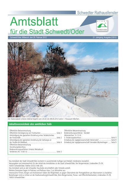 Amtsblatt 2/2012 vom 29. Februar 2012 (PDF - Stadt Schwedt/Oder