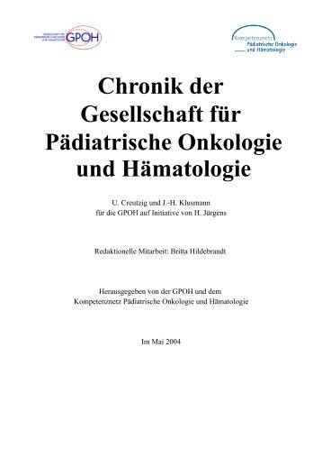 Chronik der Gesellschaft für Pädiatrische Onkologie und Hämatologie