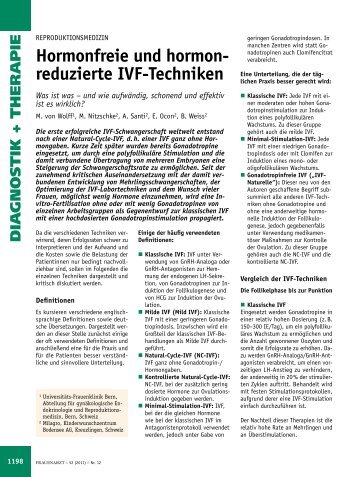 Hormonfreie und hormon reduzierte IVFTechniken - IVF-Naturelle