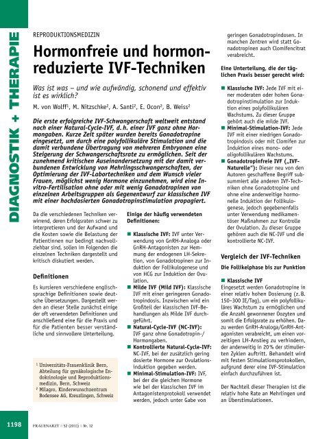 Hormonfreie Und Hormon Reduzierte Ivftechniken Ivf Naturelle