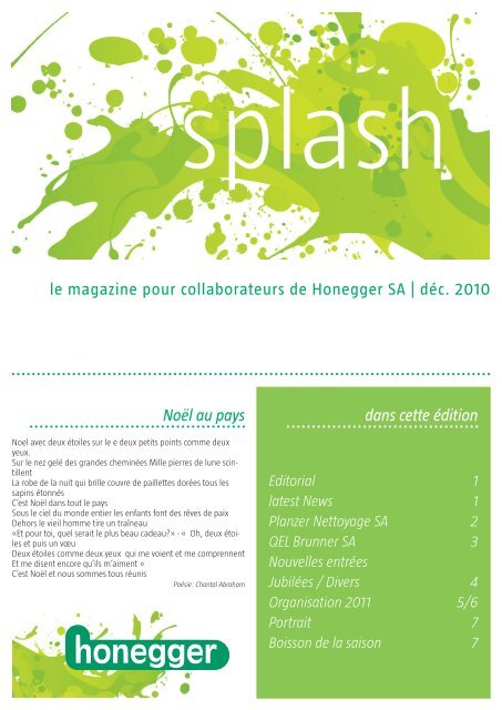 le magazine pour collaborateurs de Honegger SA | d