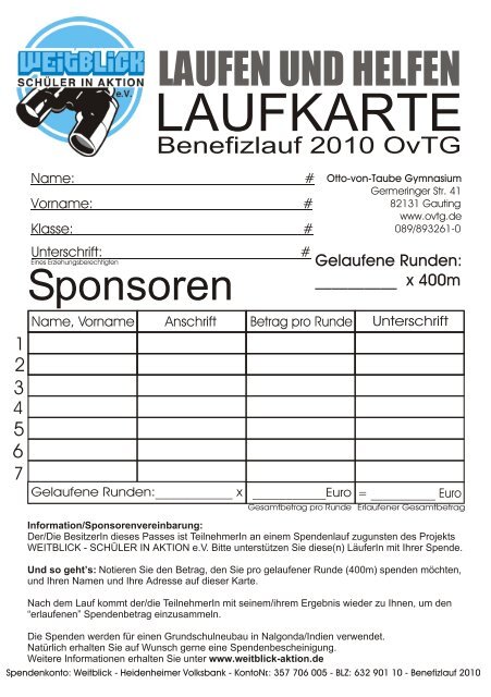 LAUFKARTE - Otto-von-Taube-Gymnasium
