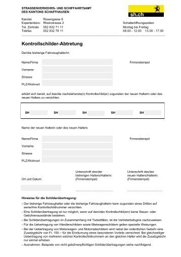 Kontrollschilder-Abtretung - KontrollSchild.ch