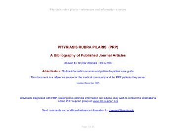 Pityriasis rubra pilaris – publications - The Astro Home Page