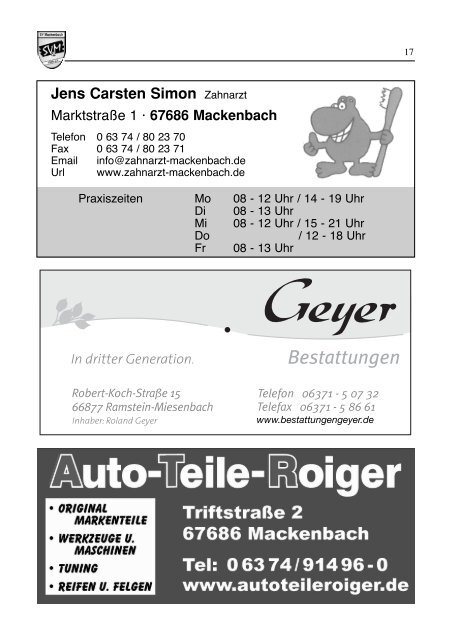 Mackenbacher Kerwe 8. bis 11. September - SV Mackenbach