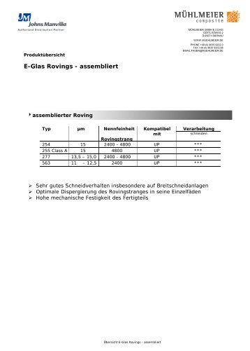 E-Glas Rovings - assembliert - Mühlmeier GmbH