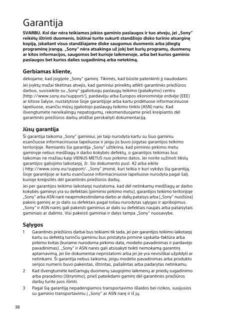 Sony SVF14A1S9R - SVF14A1S9R Documents de garantie Estonien