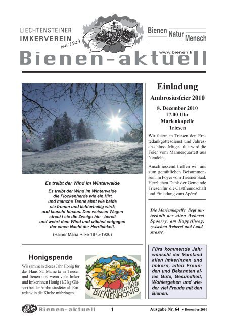 Bienen-aktuell Nr. 64 (Entwurf).indd - Liechtensteiner Imkerverein