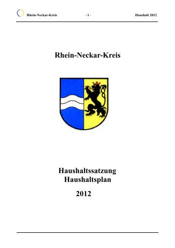 Engültig Haushalt -Vorbericht - Rhein-Neckar-Kreis