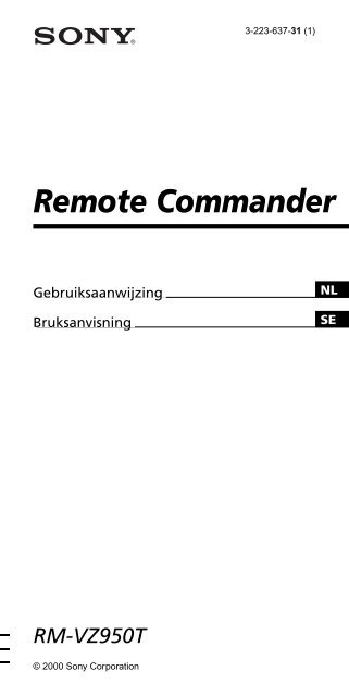 Sony RM-VZ950T - RM-VZ950T Istruzioni per l'uso Olandese