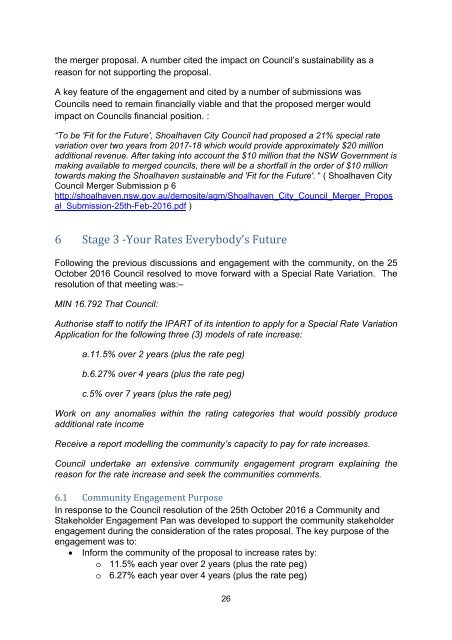 Special Rate Variation  Community Engagement Report - Shoalhaven City Council