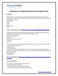 2017 Global Barium Sulphate Market Trends up to 2022: ReportsWeb