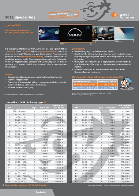 Preisliste Nr. 41 ab 1. Januar 2012 - ZDF Werbefernsehen