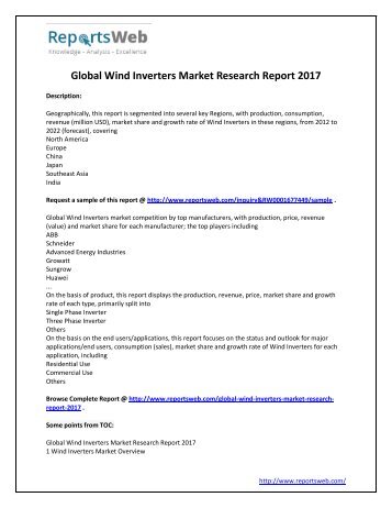 2017 New Market Study: Global Wind Inverters Industry 