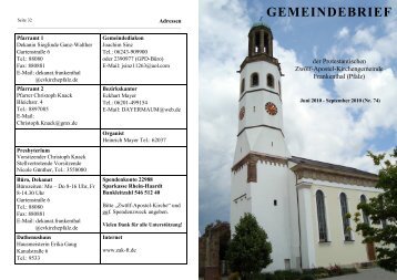 Gemeindebrief Nr.74 - Zwolf-Apostel-Kirche Frankenthal