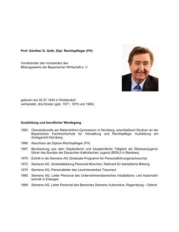 Prof. Günther G. Goth - Akademie für Politische Bildung Tutzing