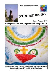 Spielfest 2010 - Evangelische Kirchengemeinde Klingelbach