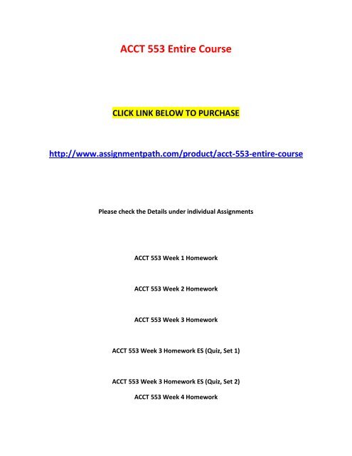 ACCT 553 Entire Course