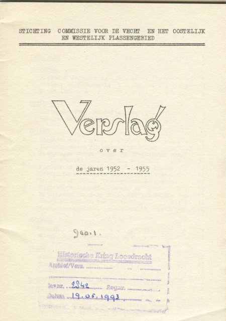 Verslag commissie Vecht en Plassengebied 1952-1955