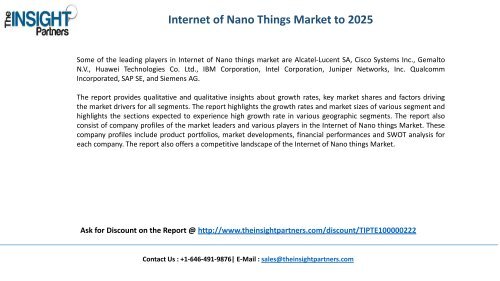 Internet of Nano Things Industry New developments, Landscape Analysis and Forecast to 2025