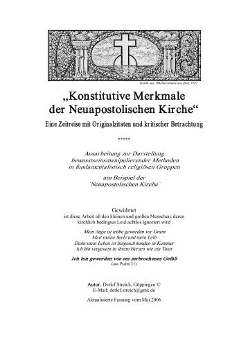 „Konstitutive Merkmale der Neuapostolischen Kirche“ - Sekten.ch