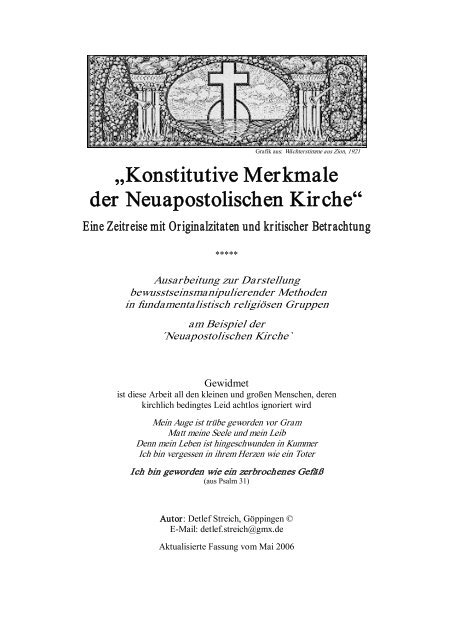 „Konstitutive Merkmale der Neuapostolischen Kirche“ - Sekten.ch